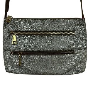 HOBO International Mission Crossbody Brown/White Leather Bag Adjustable Strap